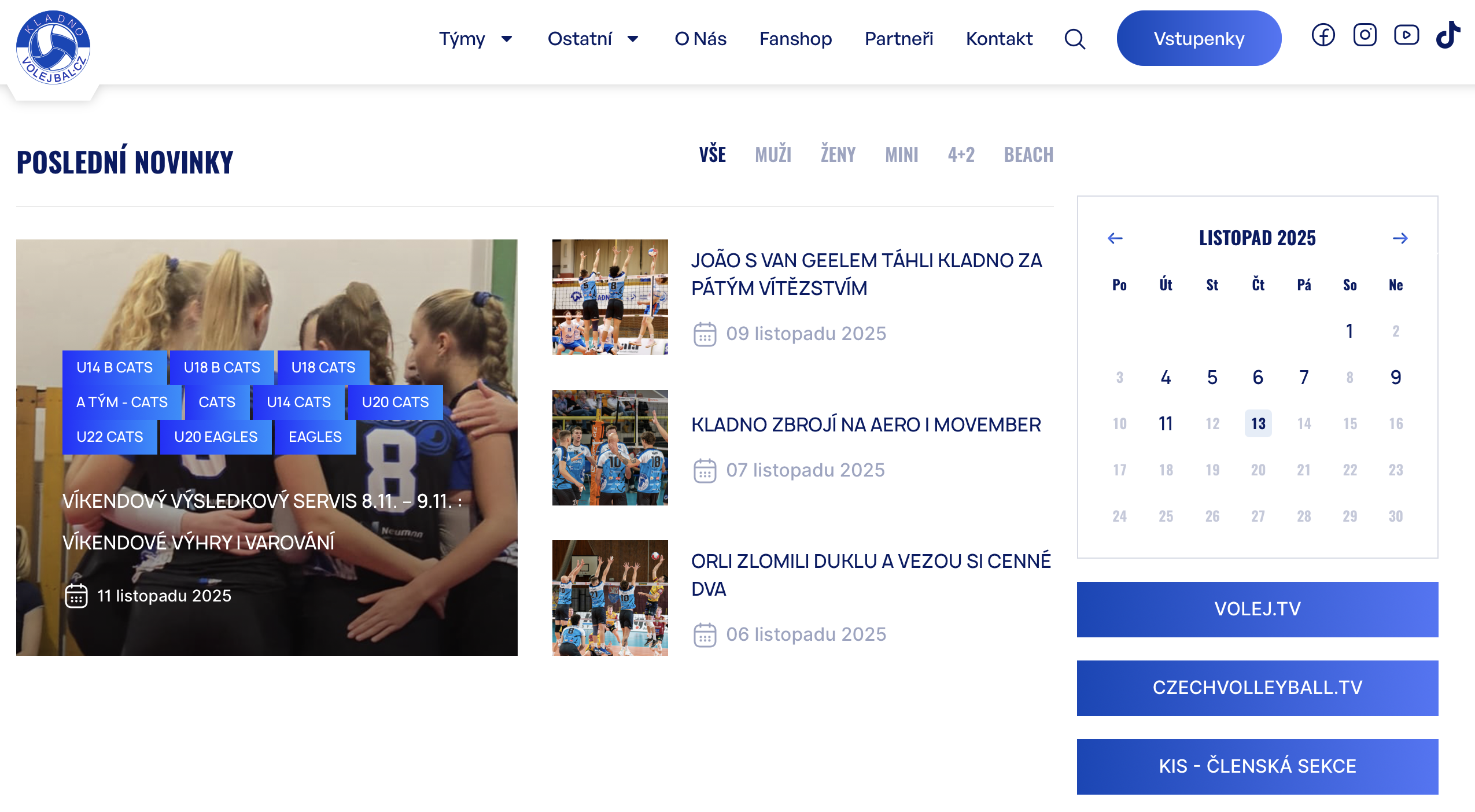 360° servis: nový web a sociální sítě propojují kladenský volejbalový svět s fanoušky jako nikdy dřív